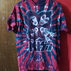 KISS Liquid Blue Tie-Dye T-Shirt - Red and Black